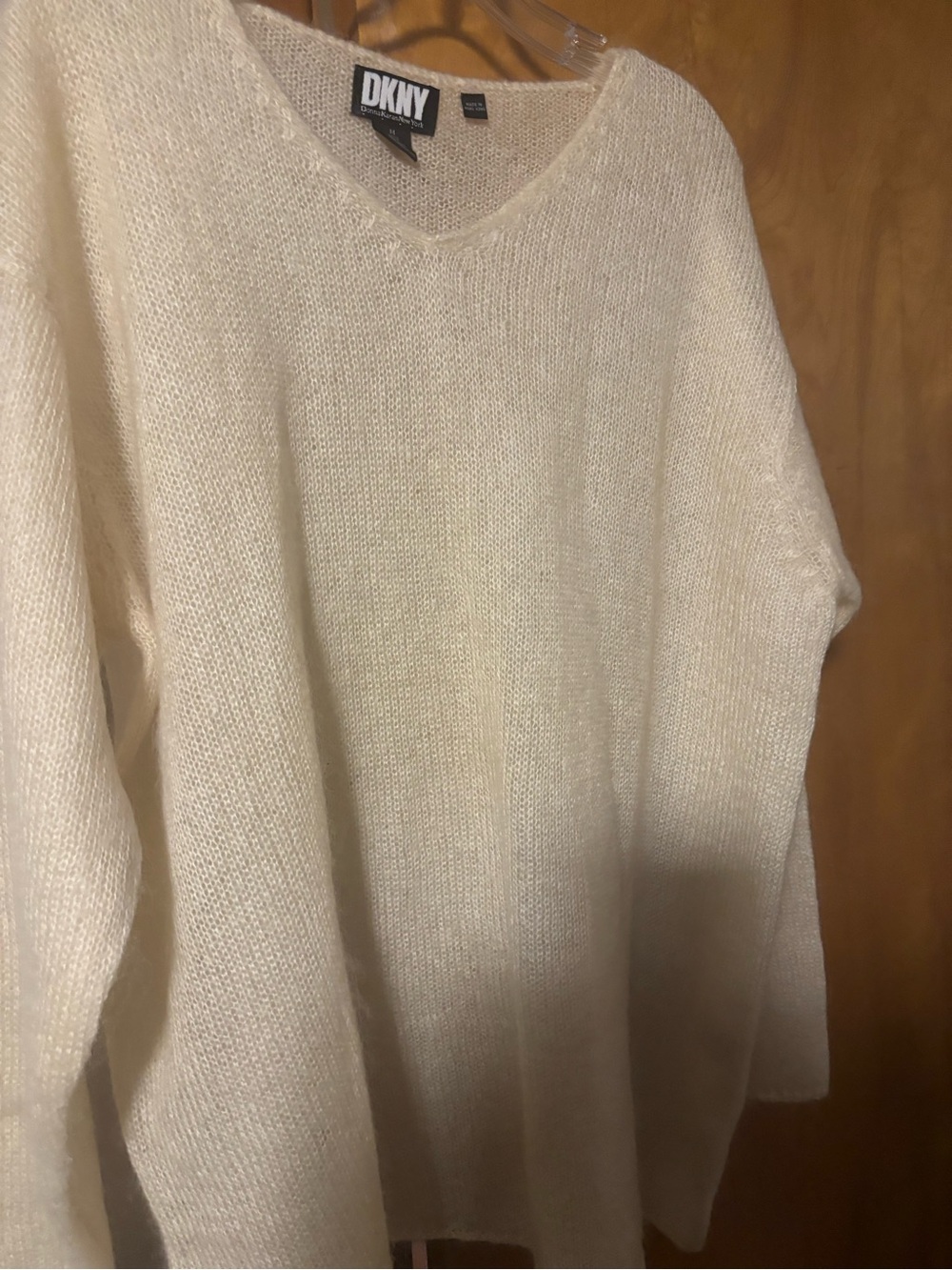 DKNY Women's Light Yellow V-Neck Sweater